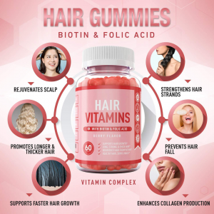 Biotin Hair Vitamins Gummies Bears Candy Kulay ng hugis ng OEM