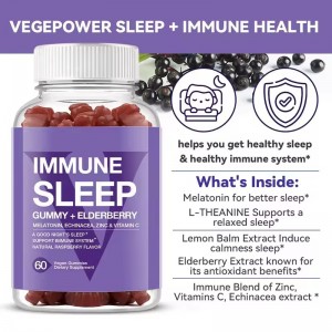 ready stock private label 60 vegan gummies immune sleep gummy with elderberry and melatoni elderberry and melatonin vitamin supplemen vitamin supplement