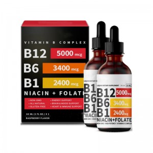 private label Vitamin B12 Liquid Drops Vegan B12 Sublingual 5000 mcg with  Liquid B12 Methylcobalamin Supports Energy, Brain & Heart supplement