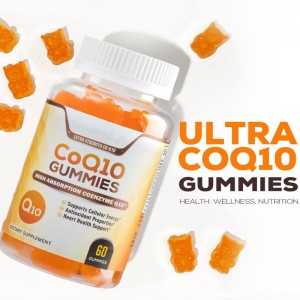 saját márkás CoQ10 Gummies támogatja a sejtenergiát, az antioxidáns tulajdonságokat, a szív egészségét támogató étrend-kiegészítőt