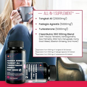 Fadogia Agrestis Tongkat Ali  Turkesterone Supplement with Horny Goat Weed, Maca Root, Siberian Ginseng, Tribulus Terrestris, Wild Yam blended 16 in 1 capsules for men enhancement