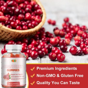 Private label Urinary Tract Health Cranberry Gummies for men and women’s immune booster and skin whitening supplement