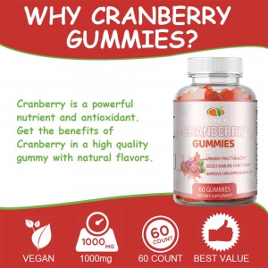 Private label Urinary Tract Health Cranberry Gummies for men and women’s immune booster and skin whitening supplement