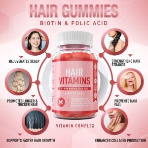 Biotin Hair Vitamin Gummies Bears Candy Màu hình dạng OEM