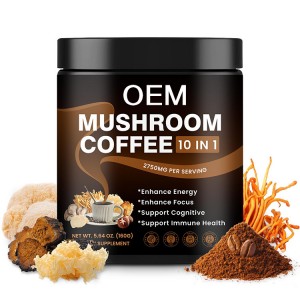 private label Energy Immune Support 10 in 1 Mushroom instant Coffee  with Lion’s Mane as men’s supplement