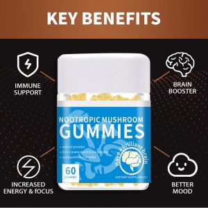 amazon hot Mushrooms Complex Gummies with Lions Mane, Nootropic Brain Supplements for Memory and Focus