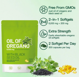 private label Oil of Oregano Softgels 6000mg Strength Carvacrol & Thymoquinone | Plant Based, Non-GMO & Immune Support