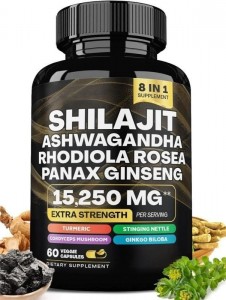 Private Label 8in 1 Shilajit Ashwagandha Extra Strength Energy Booster Capsules