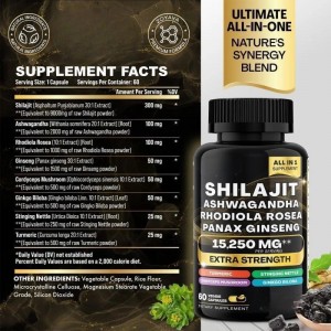 Private Label 8in 1 Shilajit Ashwagandha Extra Strength Energy Booster Capsules