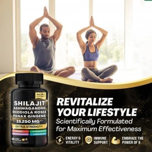 Private Label 8in 1 Shilajit Ashwagandha Extra Strength Energy Booster Capsules